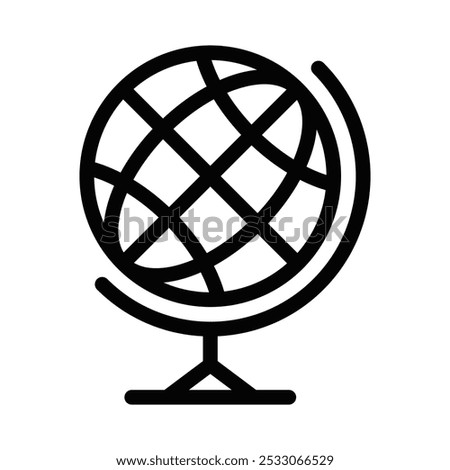 Detailed vector icon of a globe on a stand, representing geography, education, or global themes. Editable stroke.