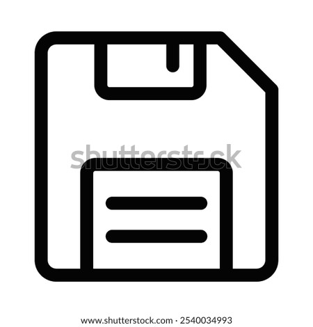 Simple line art icon of a save disk, commonly used to symbolize saving files or data. Vector illustration. Editable stroke