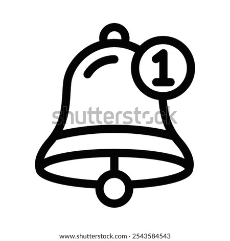 Outline bell icon with a notification badge for updates. Editable stroke.