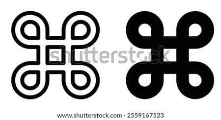 Command key vector icon in outline and solid style. Editable stroke.