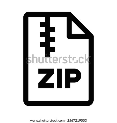 ZIP file icon in minimal outline design. Editable stroke.