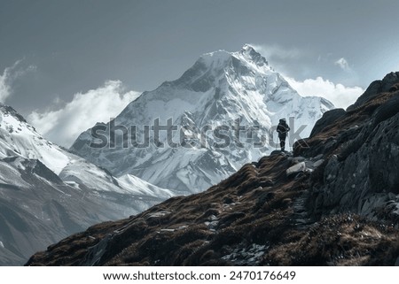 Similar – Foto Bild Schneebedeckte Bergspitze