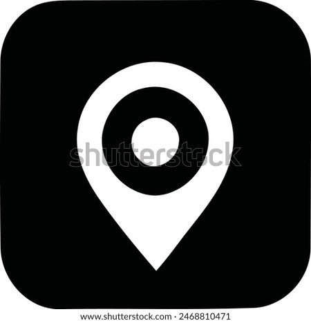 Minimalist Black and White Icon Representation of a Location Pin.