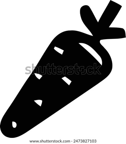 This is a stylized image of a carrot, depicted in black and white with the top cut off to show three shapes that represent diced sections.