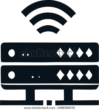 a close up of a computer with a wifi symbol on it, minimalist icon