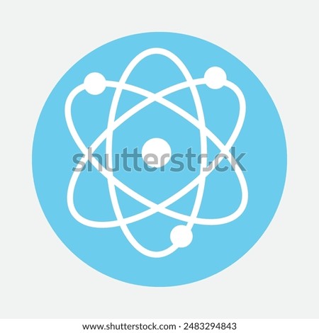 Atom icon. Symbol of science, education and research. Atom icon on white background. Vector illustration.