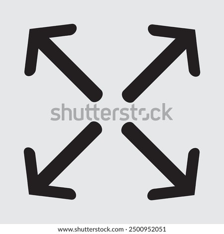 Maximize and expand, direction arrows from full screen icon vector.  Flat style Arrow means from expansion and open icon vector illustration.