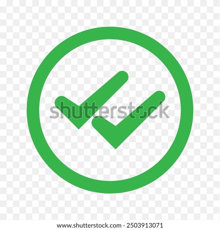 Double tick check mark icon vector.  Flat style double tick logo check mark icon. Accept button Isolated on transparent background. Vector illustration.