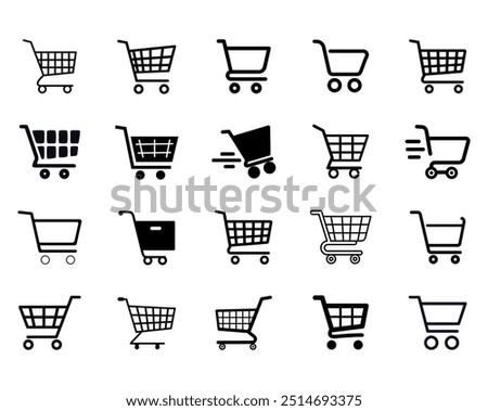 Collection of shopping cart icons  or symbols, Vector editable file.