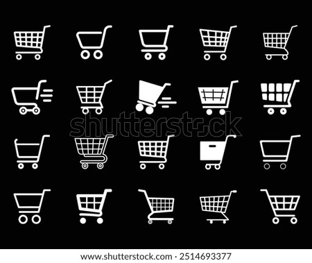 Collection of shopping cart icons  or symbols, Vector editable file.