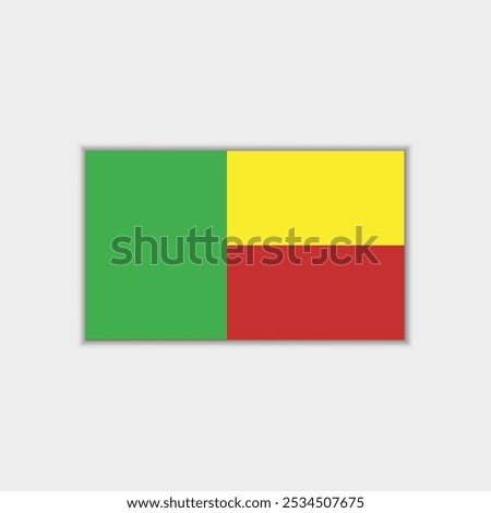 Flag of Benin. The Beninese flag is green-yellow-red. State symbol of the Republic of Benin.