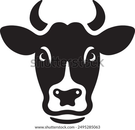 Cow head vector silhouette, Vector of cow head design, Cow silhouette design