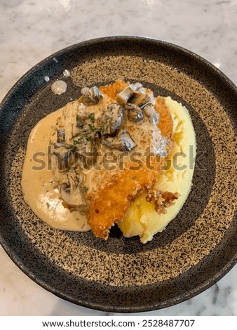 Similar – Image, Stock Photo Served chicken with mushrooms corn and greenery