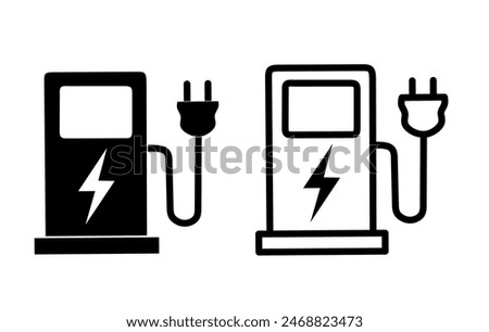 electric vehicle charging icon vector on white background
