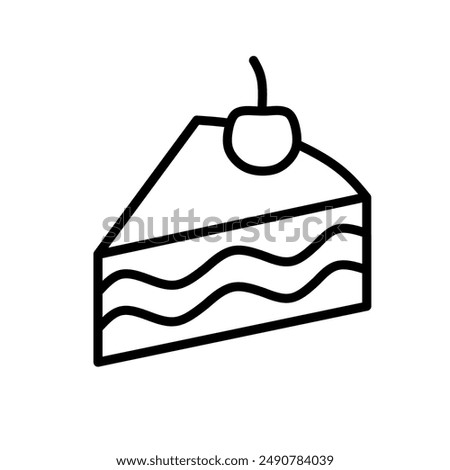 vector slice of Cake with chery on white background