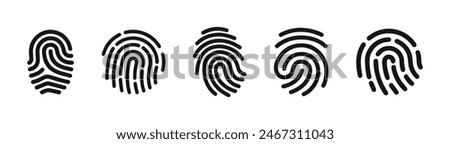 Fingerprint vector icons. Finger print id authentication symbol set.