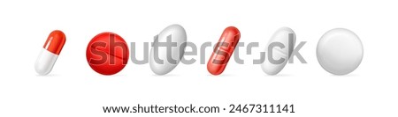 Pills vector realistic collection. Pill and capsule medical illustration.