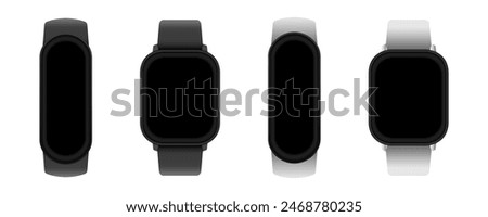 Realistic vector smart watch illustration. Smart watch hand wearable accessory. Smart watch device template