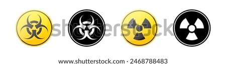 Radiation symbols. Radiation hazard. Radioactive icons.