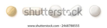 Pill realistic vector set. Medical pills healthcare illustration.