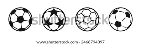 Football ball vector icon set. Soccer balls icons.