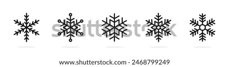 Snowflake simple black line icons. Snowflake set.  Snowflake icons. Vector snow