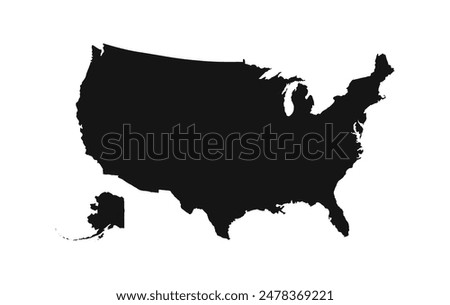 United States of American Map. USA Map. USA borders. USA silhouette.