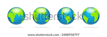 Globe planet vector illustration collection. Earth globe set.