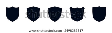 Shield vector silhouette icons. Protection shields safety icon set.