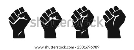 Similar – Image, Stock Photo black fist in the air as a sign of power