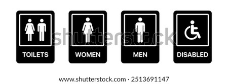 WC toilet icon. 
Man and woman sign