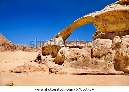 Rock bridge in Wadi Rum desert, Jordan