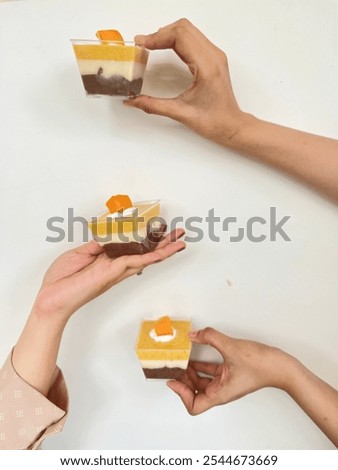 Similar – Image, Stock Photo Delicious Italian panna cotta with red currants in cafe