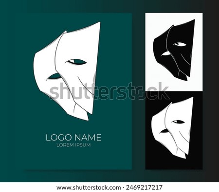 logo design, white alter ego mask set with shilhoutte logo