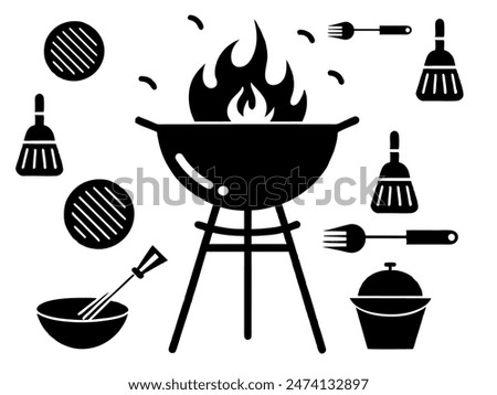 BBQ Elements Vector illustration- BBQ elements silhouette- BBQ vector