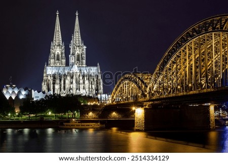 Image, Stock Photo Cologne Cathedral at night