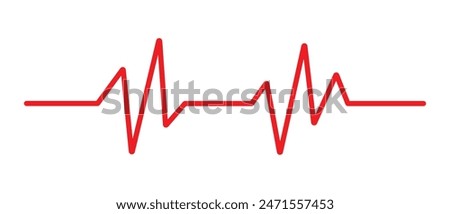 Heartbeat line. Red glowing neon heart pulse. Heartbeat pulse vector line icon. Emergency monitoring. Electrocardiogram. Heartbeat line icon on white background. Pulse Rate Monitor.	