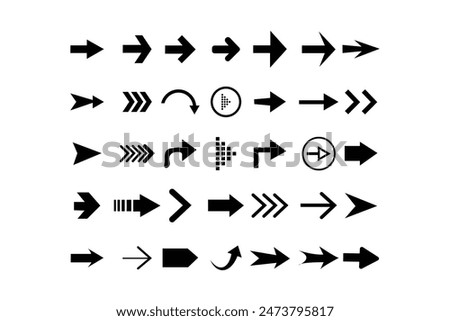 Mega set of vector arrows. Arrow icons set.  Set different arrows or web design. Arrow flat style isolated on white background.