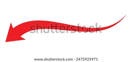 Red long arrow to the left. Long arrow icon. Vector isolated. Red arrow isolated on white background. Long arrow style eps 10.