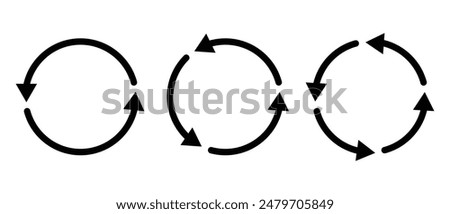 Circular arrow icon set. Round loop cursor. Isolated collection of rotation arrows. Circular arrow logo design redo loop anti-clockwise round arrow isolated on white.