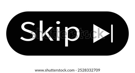 Skip ad button web icon. Skip advertisement icon, Media player icon, vector, logo isolated on white background. Vector illustration. EPS 10