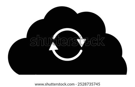 Refresh icon on cloud. Cloud sync or cloud refresh with arrows isolated on white. Try again icon animation. Vector illustration. EPS 10