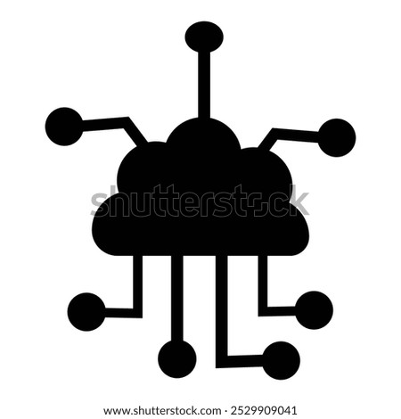 Network cloud icon, vector logo design. Silhouette of cloud computing icon. Data cloud, circuit board or electronic motherboard. Vector high-tech technology data. eps 10