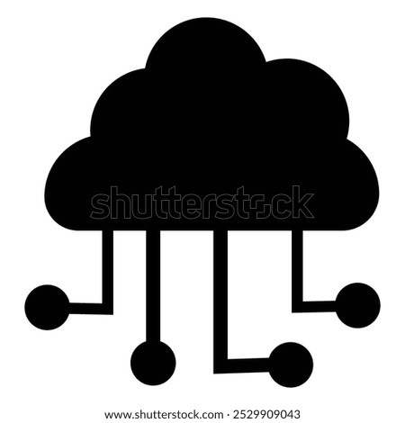 Network cloud icon, vector silhouette. Cloud computing icon. Data cloud, circuit board or electronic motherboard. Vector high-tech technology data. eps 10