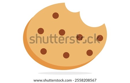  Cookie icons, vector logo design. Browser cookie icon with shadow isolated on white background. Chocolate chip cookie icon for food apps and websites. Vector illustration.Eps 10