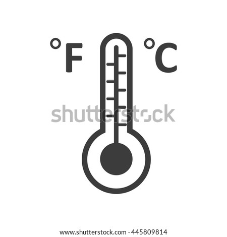 Thermometer icon F C. Flat vector illustration in black on white background. EPS 10