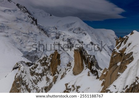 Similar – Foto Bild Massiver, mit Asche bedeckter Gletscher in vulkanischem Bergland