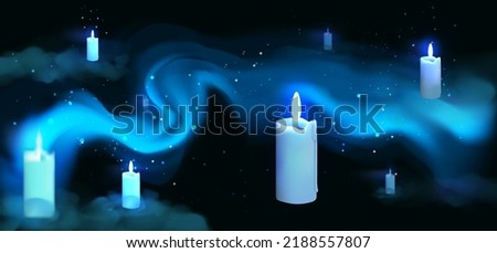 The background with 3D candles in the air. Happy Halloween. Vector illustration