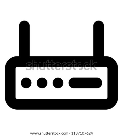 Box with some buttons a bar shape and two antennas, icon denoting internet router 