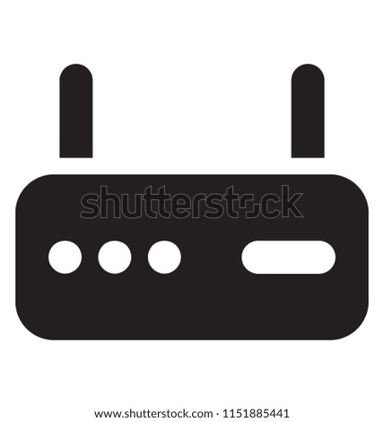 
Box with some buttons a bar shape and two antennas, icon denoting internet router 
